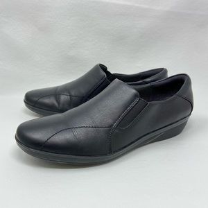 Clark’s Collection Soft Cushion Black Leather Slip On Loafers, 13285.